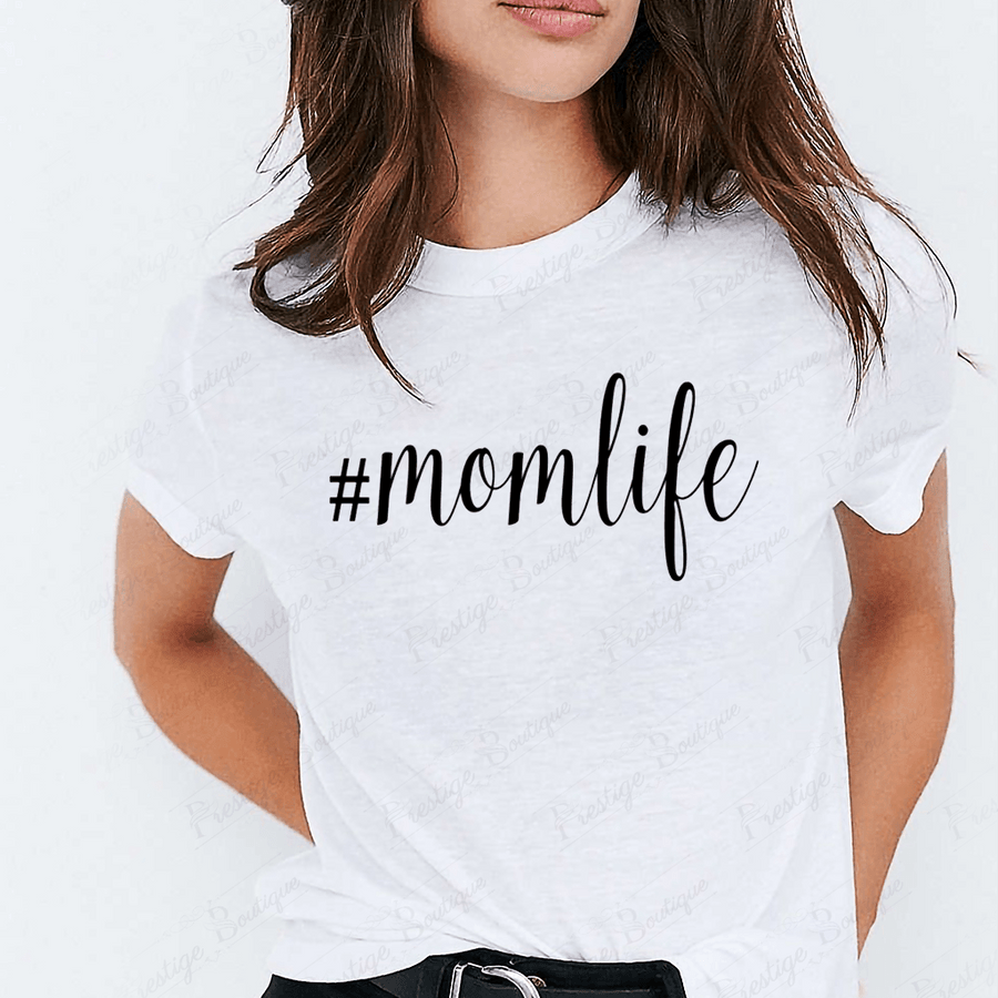 Tricou alb dama #momlife - Prestige-Boutique.ro